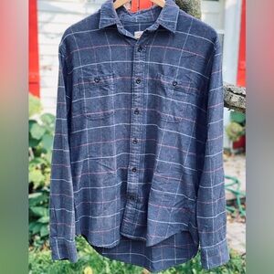 Faherty Navy Plaid Flannel Shirt